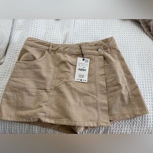 Tan High-Waisted Skort